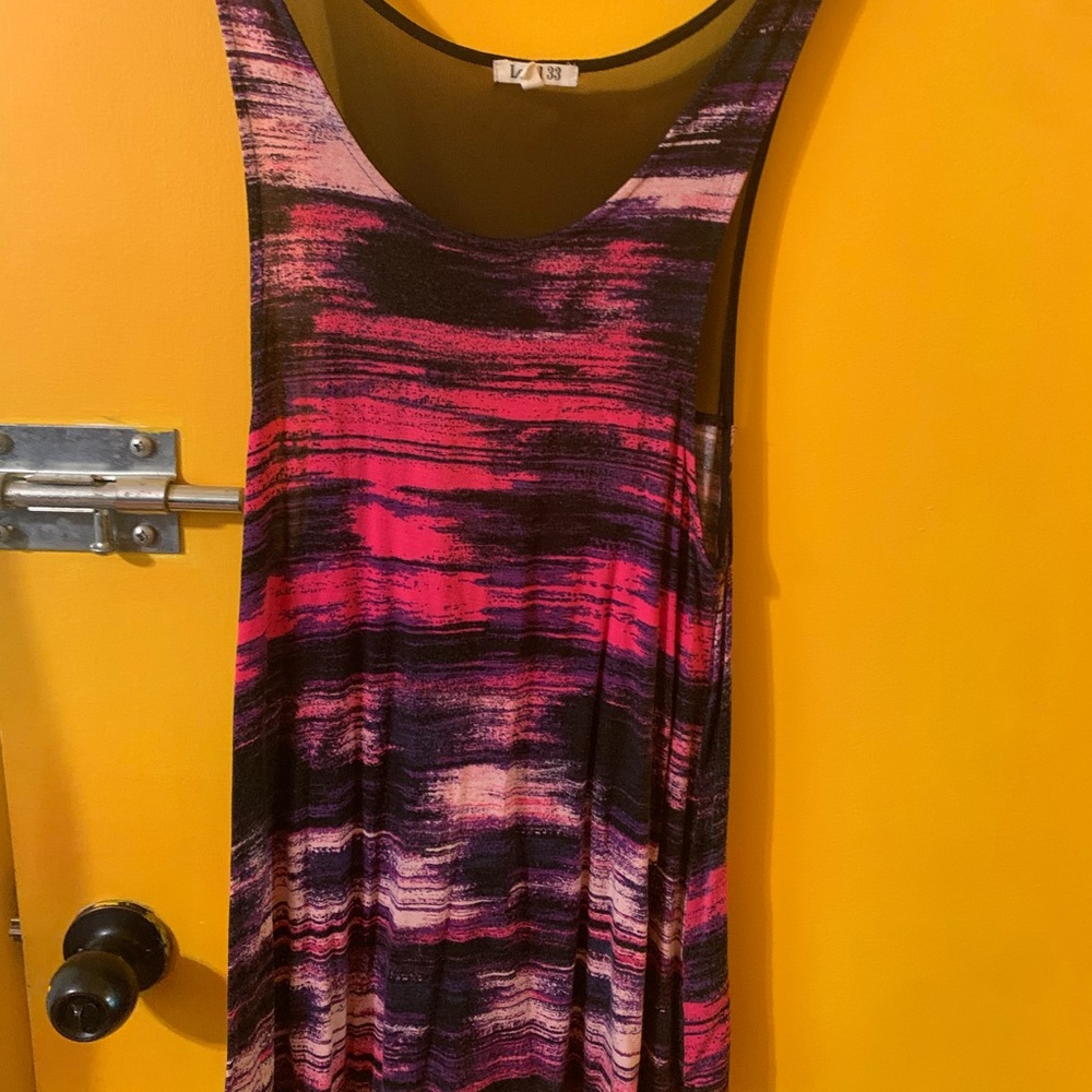 Pink and Black Sleeveless Dress